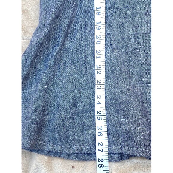 Flax Size Large L Dark Gray Button Down Linen Shirt Peplum Lagenlook Coastal - Picture 13 of 16